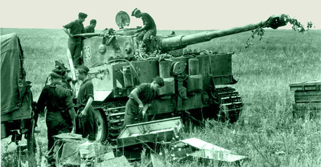 Тигр из состава 503-го танкового батальона, действовавшего на южном фасе Курского выступа.