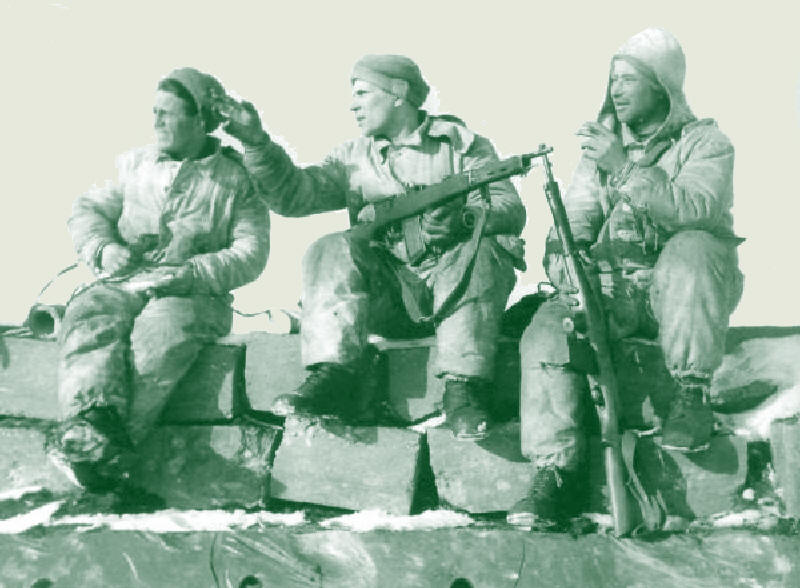 Красноармейцы с автоматами Фёдорова во время Зимней войны с Финляндией.