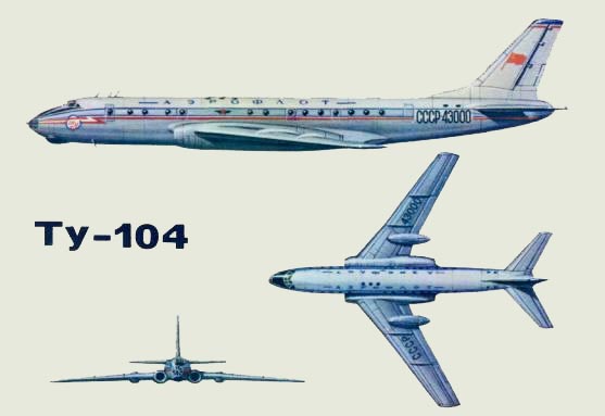 Ту-104 три проекции