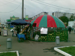 Дыни и арбузы в конце лета продаются прямо на улице.