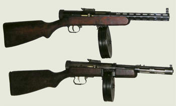 Пистолеты-пулемёты ППД-34/38 (вверху) и ППД-40 (внизу)