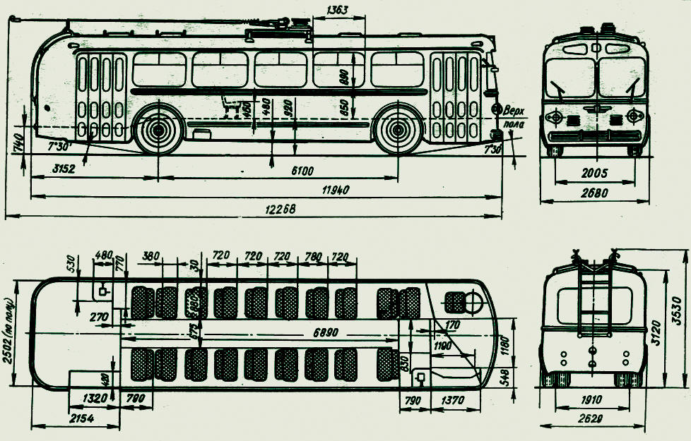 Троллейбус характеристики. Троллейбус МТБ-82 чертеж. Габариты троллейбуса ЗИУ 682. Троллейбус ЗИУ-9 габариты. Троллебйуссзиу 9 чертеж.